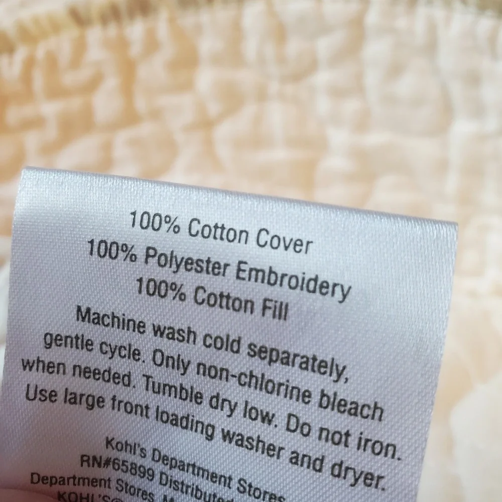 Home Classics Full Quilted Bed Cover Cream Blue Floral Embroidered 96x110 Cotton